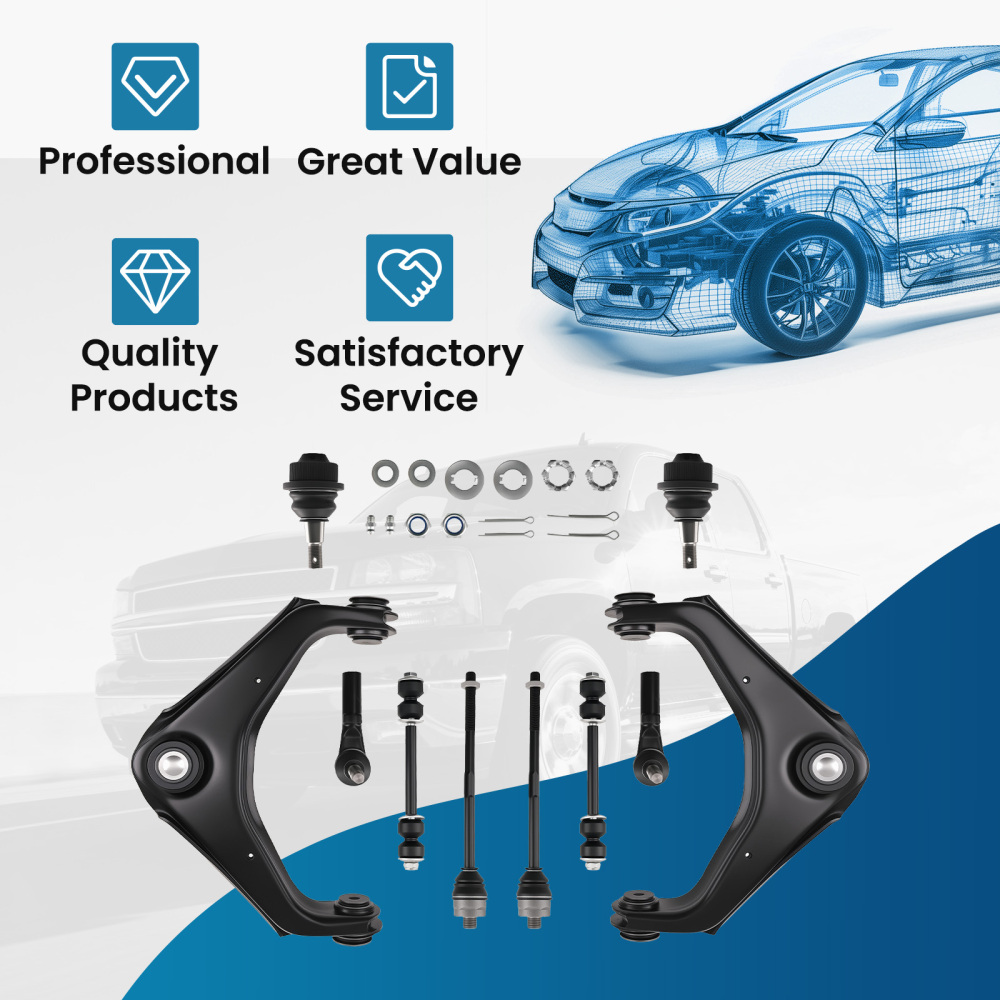 Front Upper Control Arms Sway Bar Tie Rods compatible for Chevy Silverado Sierra 2500 HD