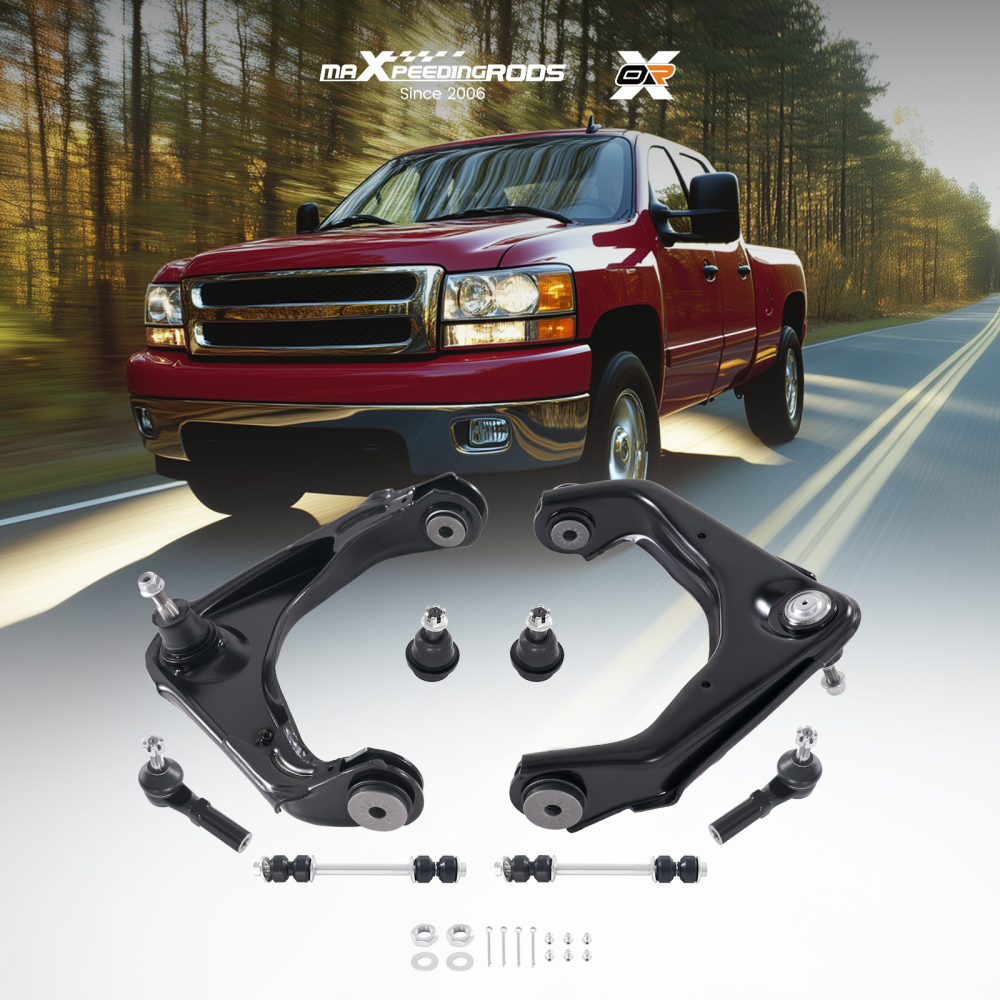 Front Upper Control Arms Sway Bar for 2001-2010 compatible for Chevy Silverado Sierra 2500 HD