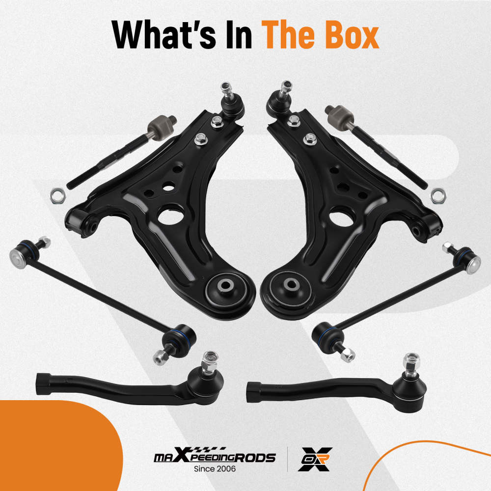 8pcs Front Lower Control Arm Sway Bar Tie Rod Kit for 2004-2011 compatible for Chevrolet Aveo