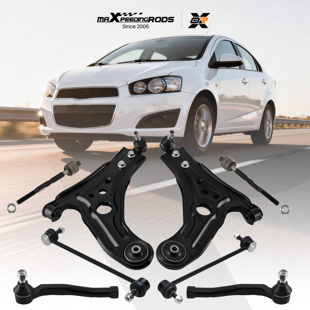 8pcs Front Lower Control Arm Sway Bar Tie Rod Kit for 2004-2011 compatible for Chevrolet Aveo