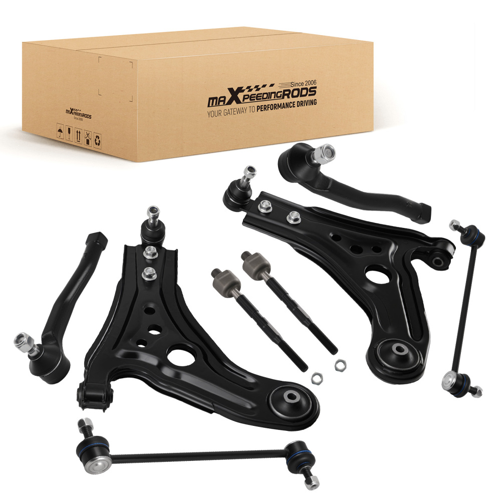 8pcs Front Lower Control Arm Sway Bar Tie Rod Kit for 2004-2011 compatible for Chevrolet Aveo