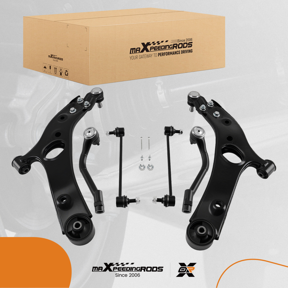 6PC Front Lower Control Arm Sway Bar Tie Rod Set compatible for Kia Optima 2012-2015