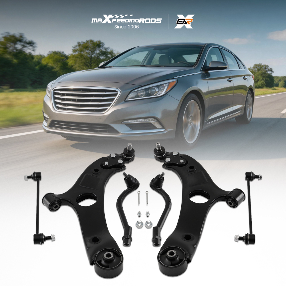 6PC Front Lower Control Arm Sway Bar Tie Rod Set compatible for Kia Optima 2012-2015