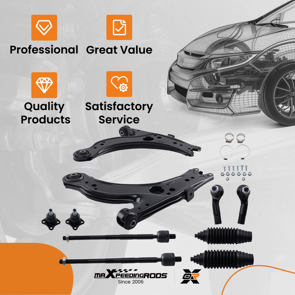 10x Front Lower Control Arm Ball Joint Assembly compatible for Volkswagen Jetta compatible for Golf 99-05