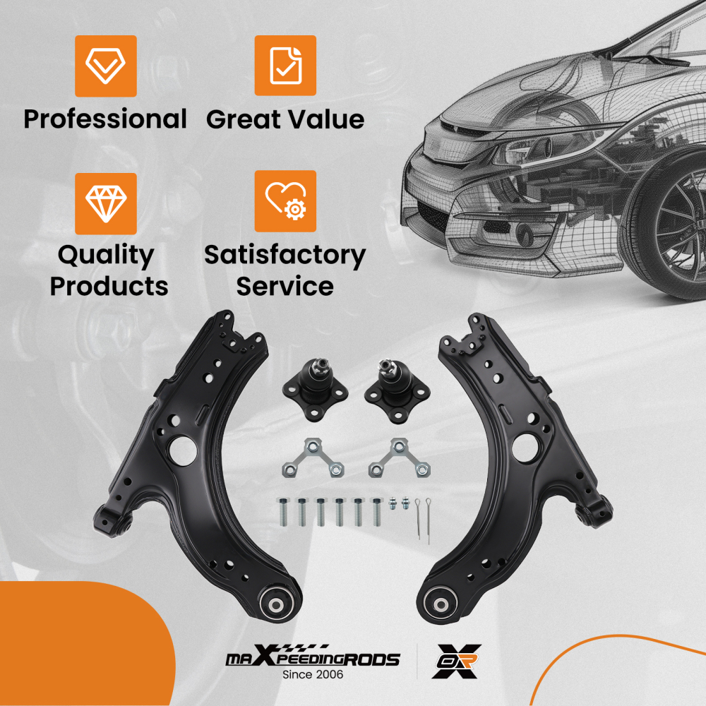 4X Front Lower Control Arm Ball Joint Assembly compatible for VW Beetle compatible for Golf Jetta 99-06