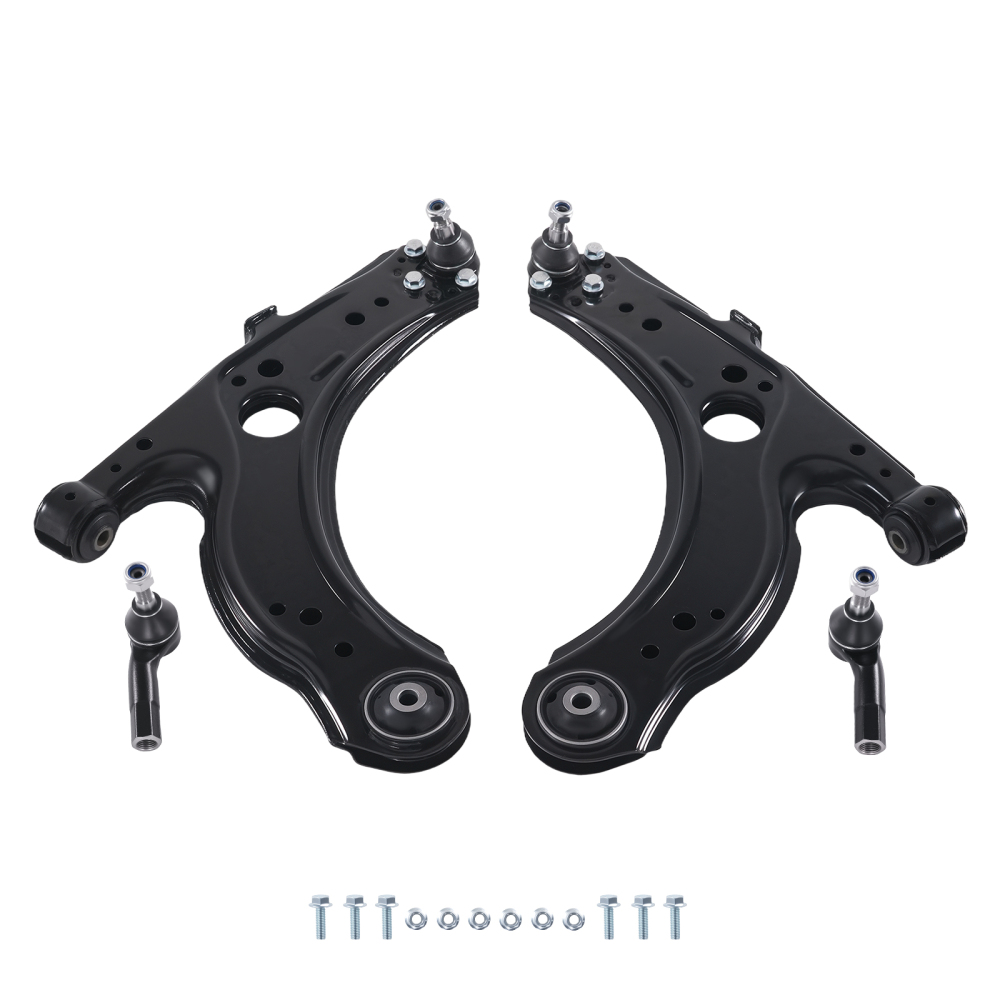 6x Front Lower Control Arms Ball Joints Outer Tie Rods compatible for VW Beetle 1998 - 2010