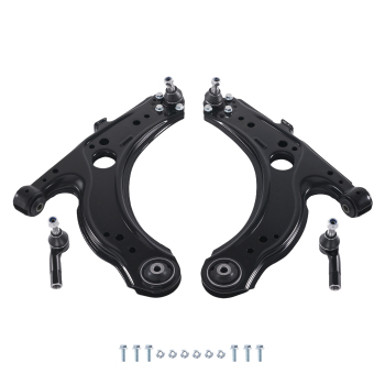 6x Front Lower Control Arms Ball Joints Outer Tie Rods compatible for VW Beetle 1998 - 2010