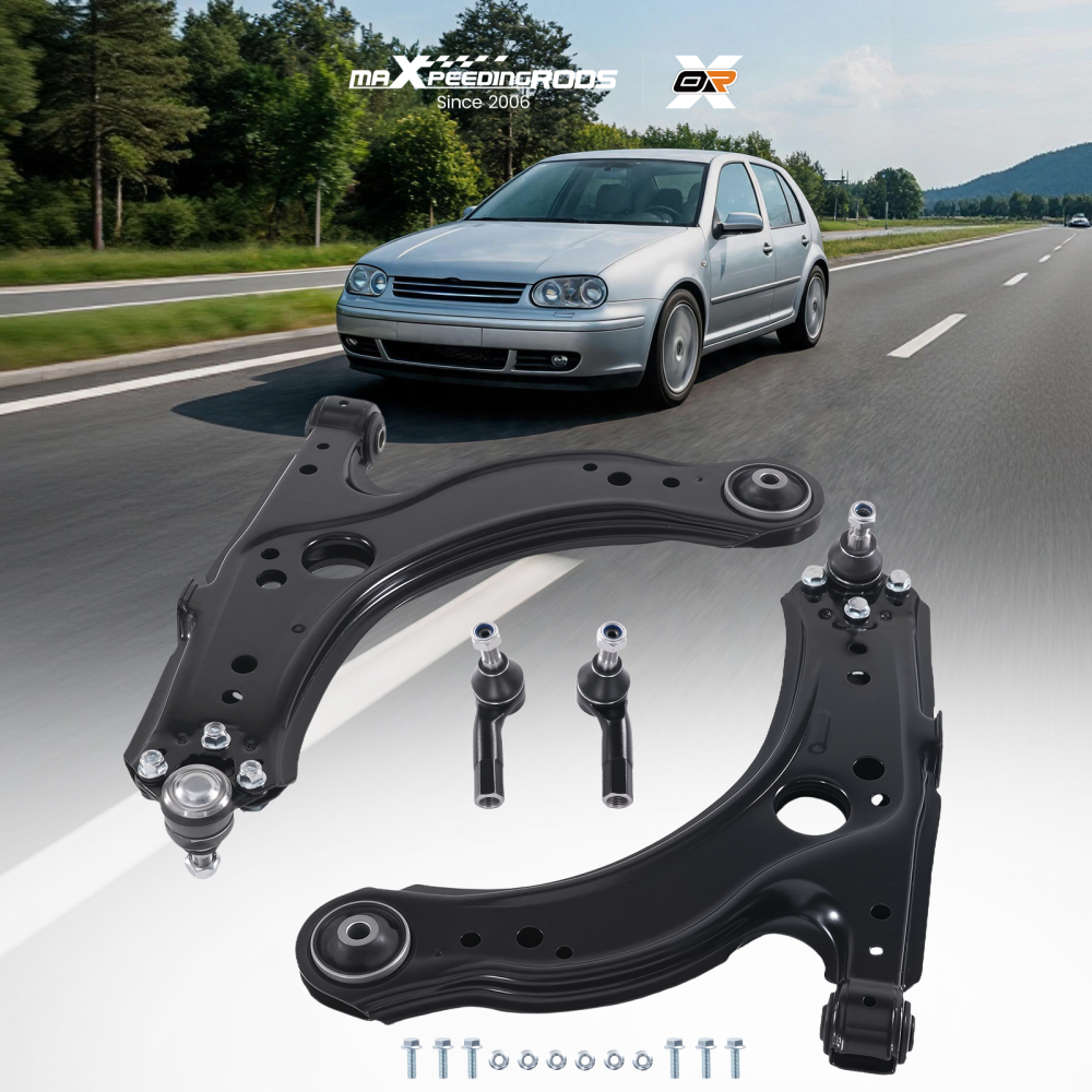 6x Front Lower Control Arms Ball Joints Outer Tie Rods compatible for VW Beetle 1998 - 2010