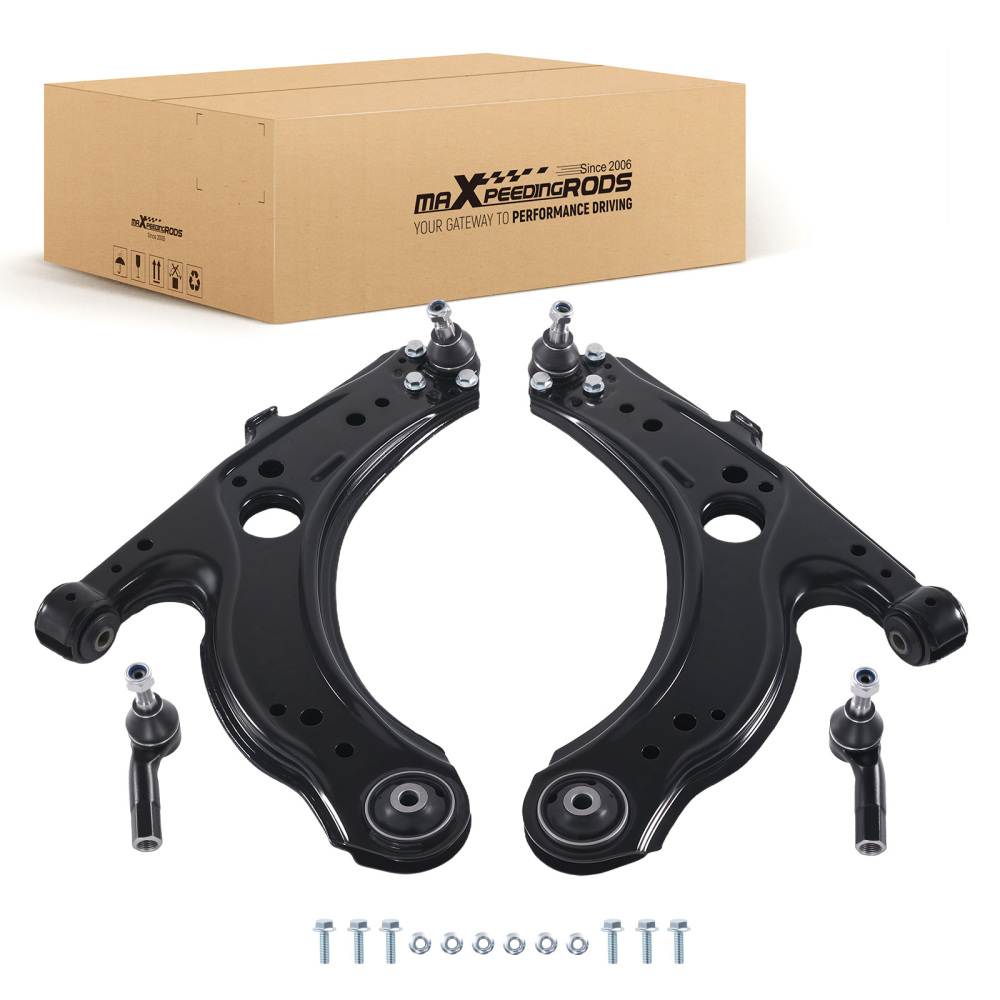 6x Front Lower Control Arms Ball Joints Outer Tie Rods compatible for VW Beetle 1998 - 2010