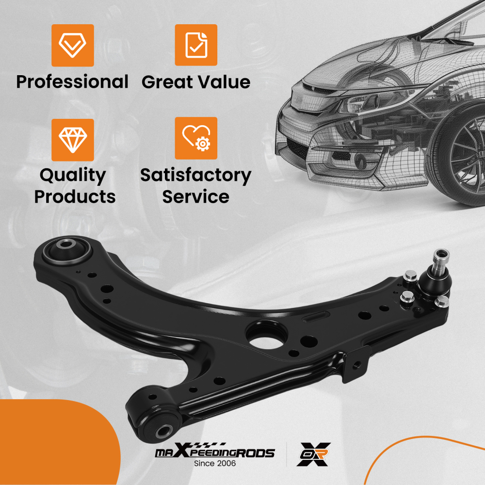 Front Lower Control Arm Passenger Side w/Ball Joint compatible for VW Beetle compatible for Golf Jetta