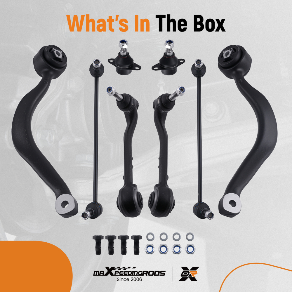 SET DI 8 BRACCI DI CONTROLLO W/ BULLONI ANTERIORI SINISTRO+DESTRO compatibile per BMW X5 E53