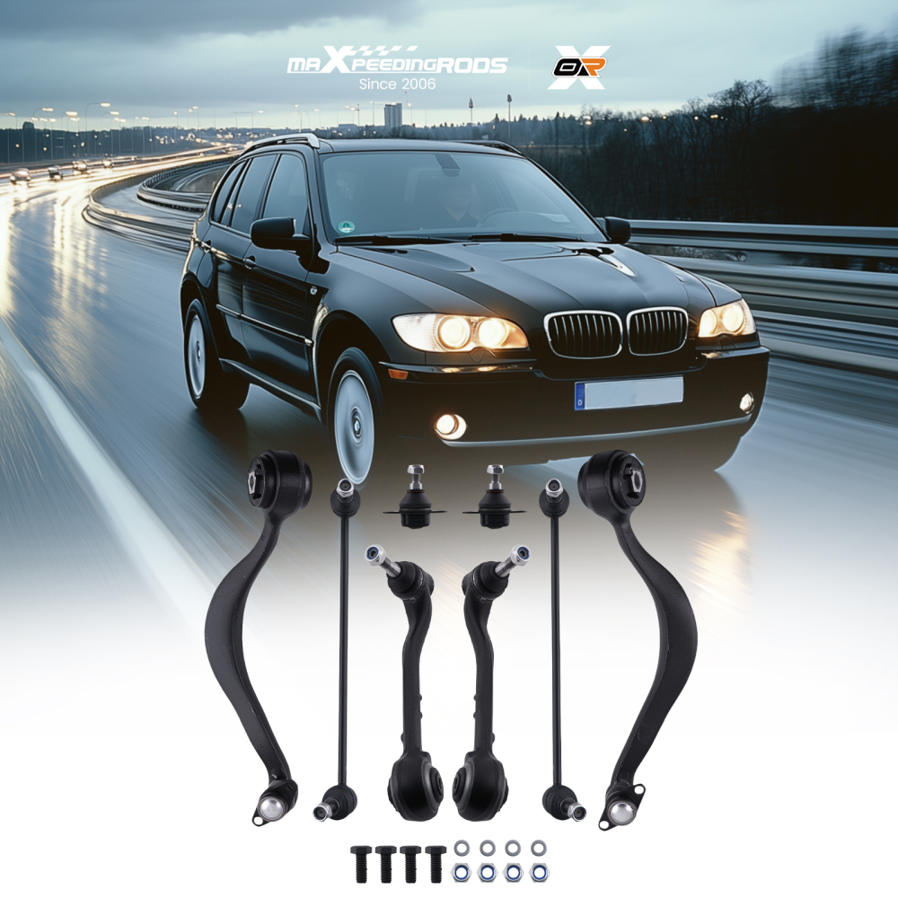SET DI 8 BRACCI DI CONTROLLO W/ BULLONI ANTERIORI SINISTRO+DESTRO compatibile per BMW X5 E53