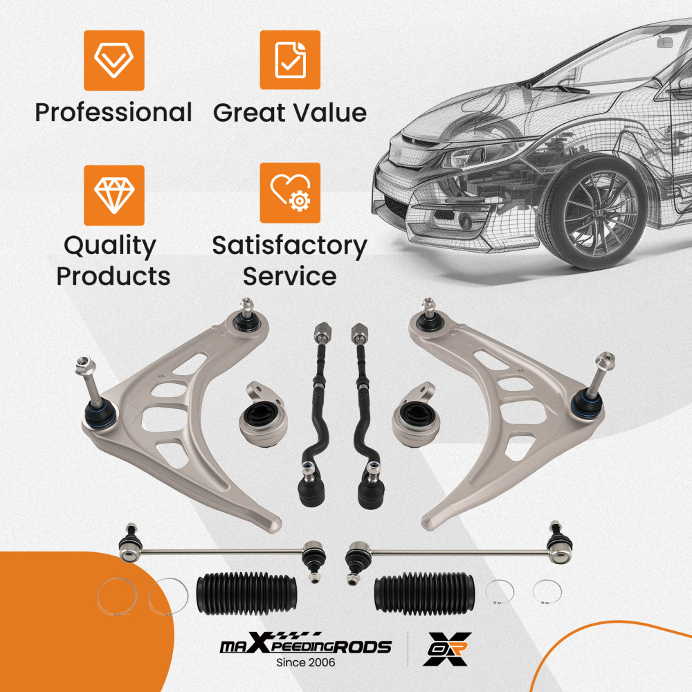 Front Rear Control Arm Assembly compatible for BMW 3-Series E46 Z4 w/ Ball Joints Tie Rod
