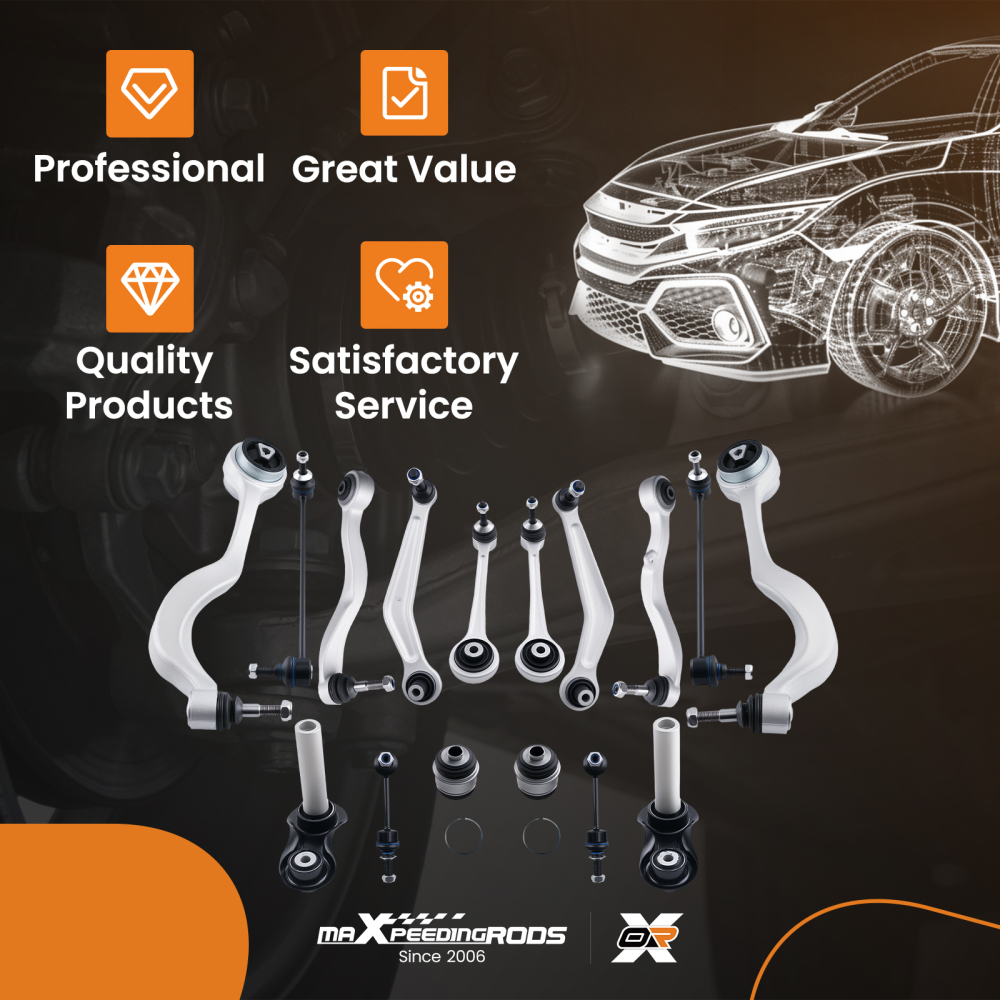 16X FRONT REAR SUSPENSION WISHBONES TRACK CONTROL ARMS compatible for BMW 5 SERIES E60 E61