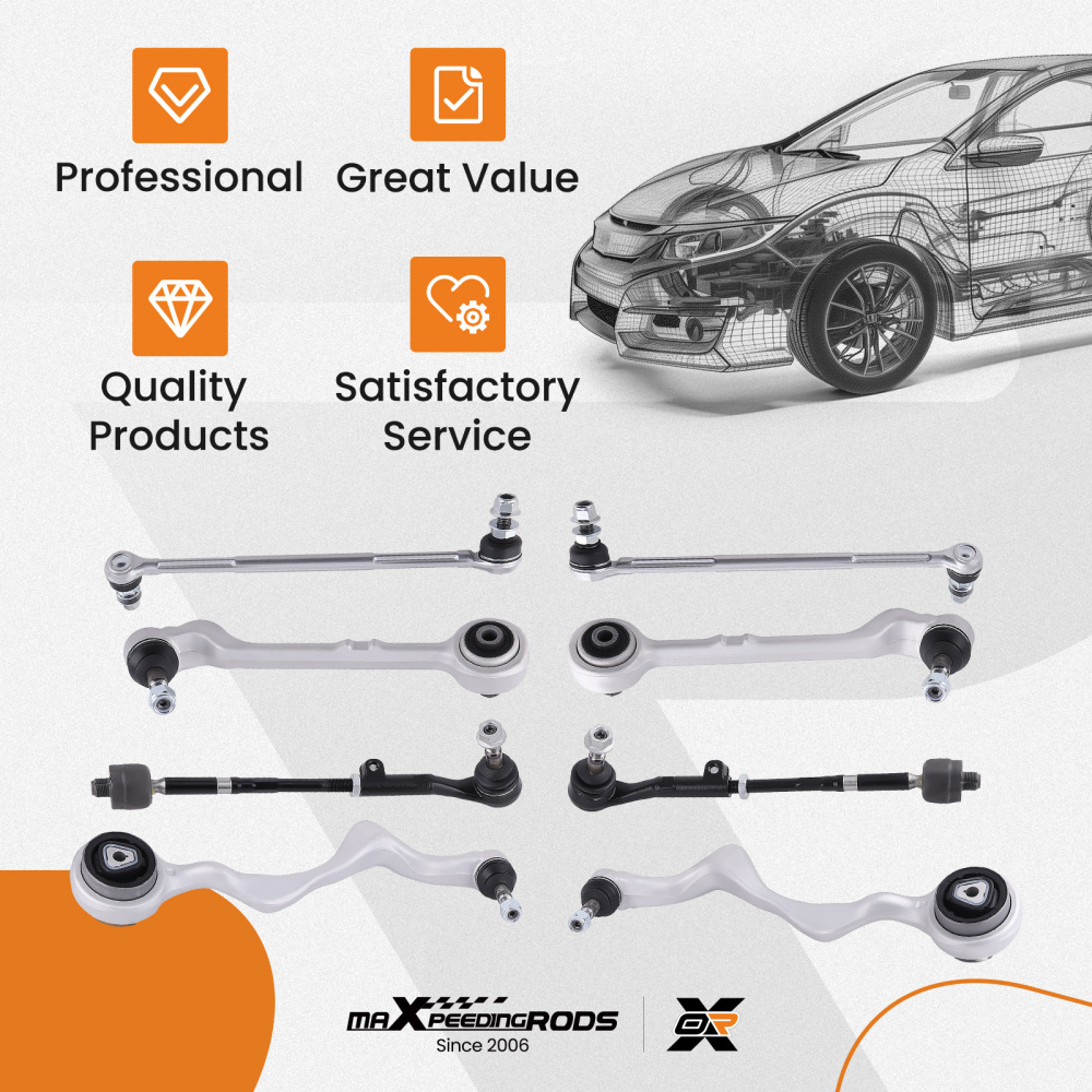 8x Front Control Arm Ball Joint Sway Bar Link Tie Rods compatible for BMW E82 1-SERIES 128i
