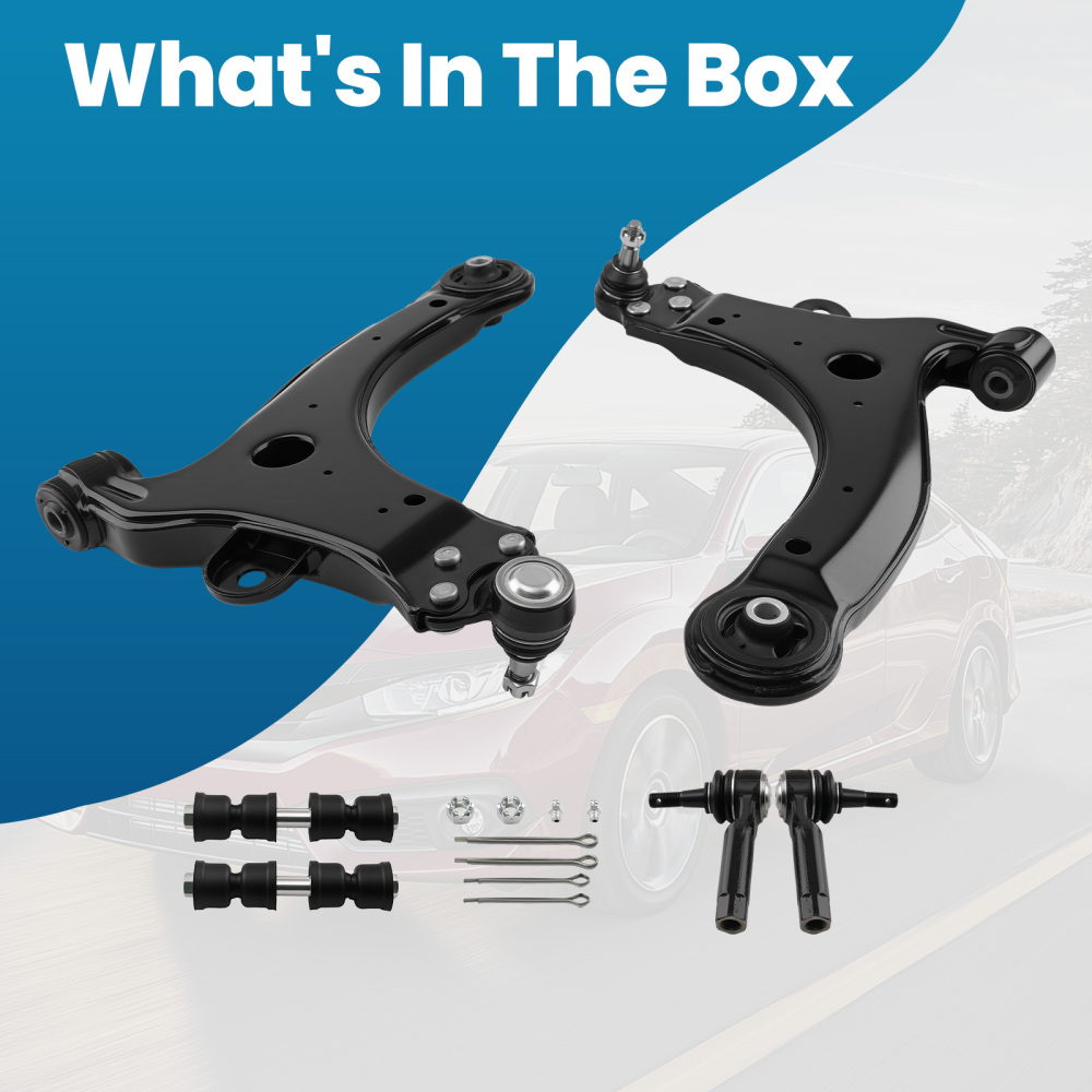 6x Front Lower Control Arm Sway Bar Outer Tie Rod compatible for Chevrolet Impala 2000-2013