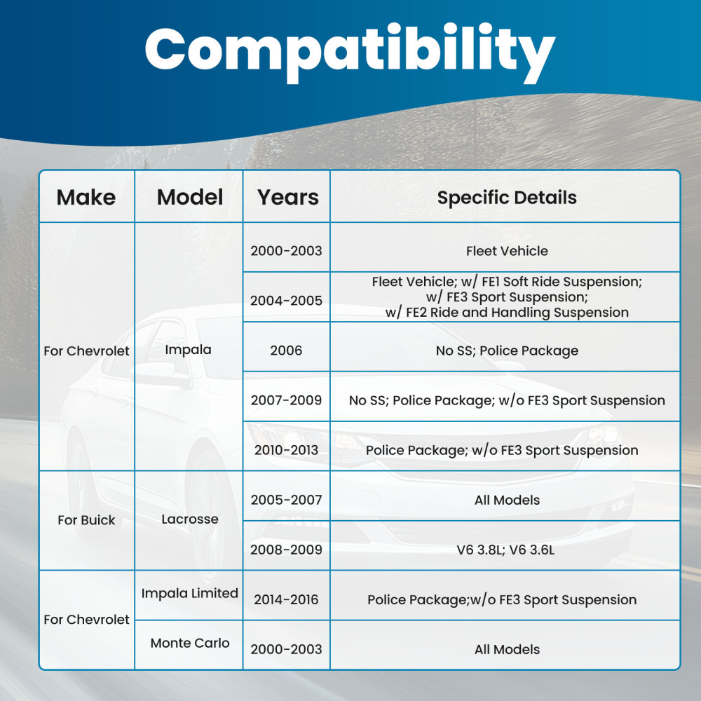 6x Front Lower Control Arm Sway Bar Outer Tie Rod compatible for Chevrolet Impala 2000-2013