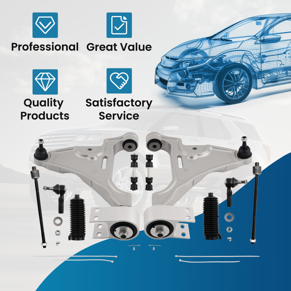 10x Front Lower Control Arms Tie Rods for 2006 2007-2011 compatible for Cadillac DTS Lucerne