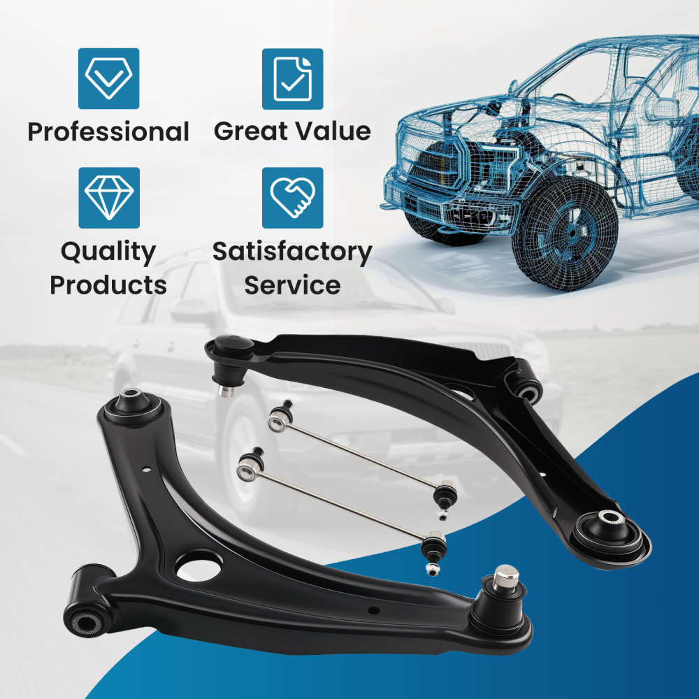 4Pc Front Suspension Lower Control Arms for 2007-17 compatible for Jeep Compass Patriot Caliber