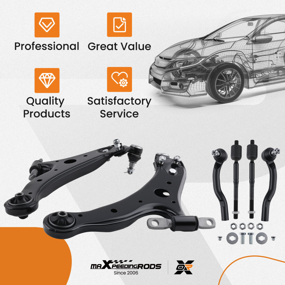 8x Lower Control Arm Ball Joint Tie Rod compatible for Toyota Camry Solara 2004-08 ES80602