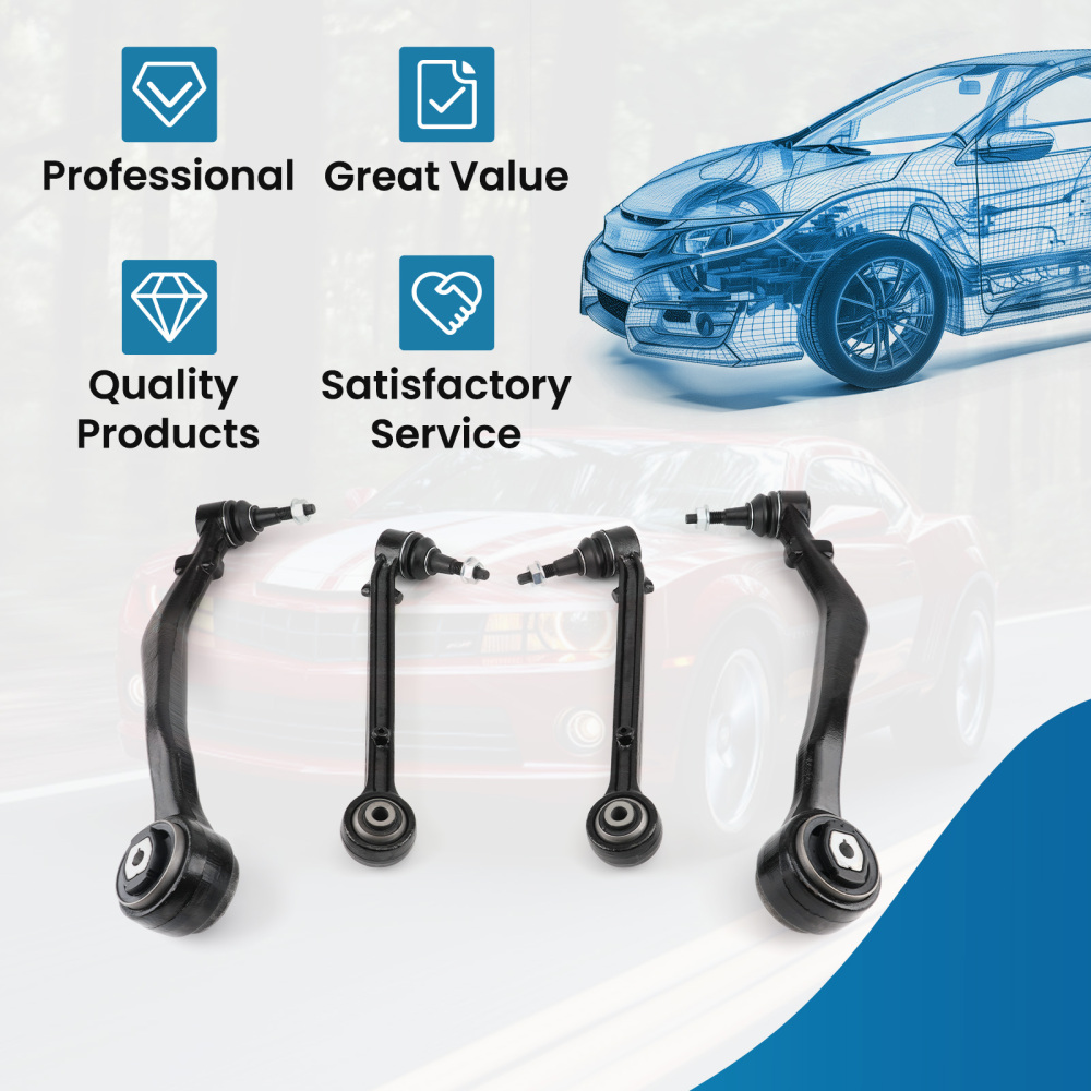 4x Front Lower Forward Rearward Control Arms for 2010 2011-2015 compatible for Chevy Camaro