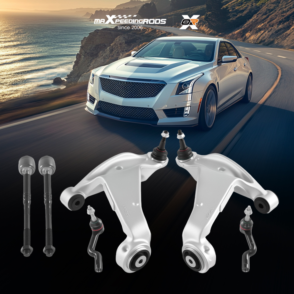 RWD Front Lower Control Arms w/ Ball Joint Tie Rods compatible for Cadillac CTS 2008-2015