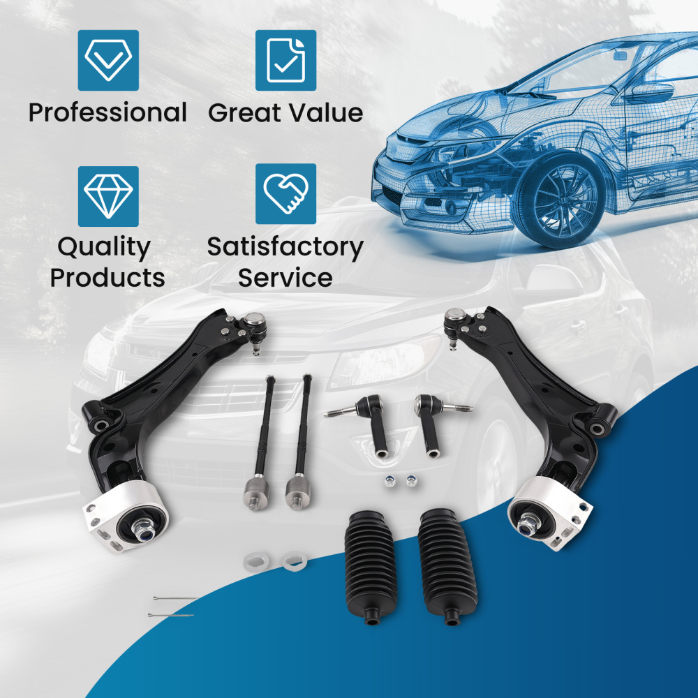 Front Lower Control Arms Tie Rods Kit compatible for Chevy Equinox 2010-2017 Terrain 2.4L