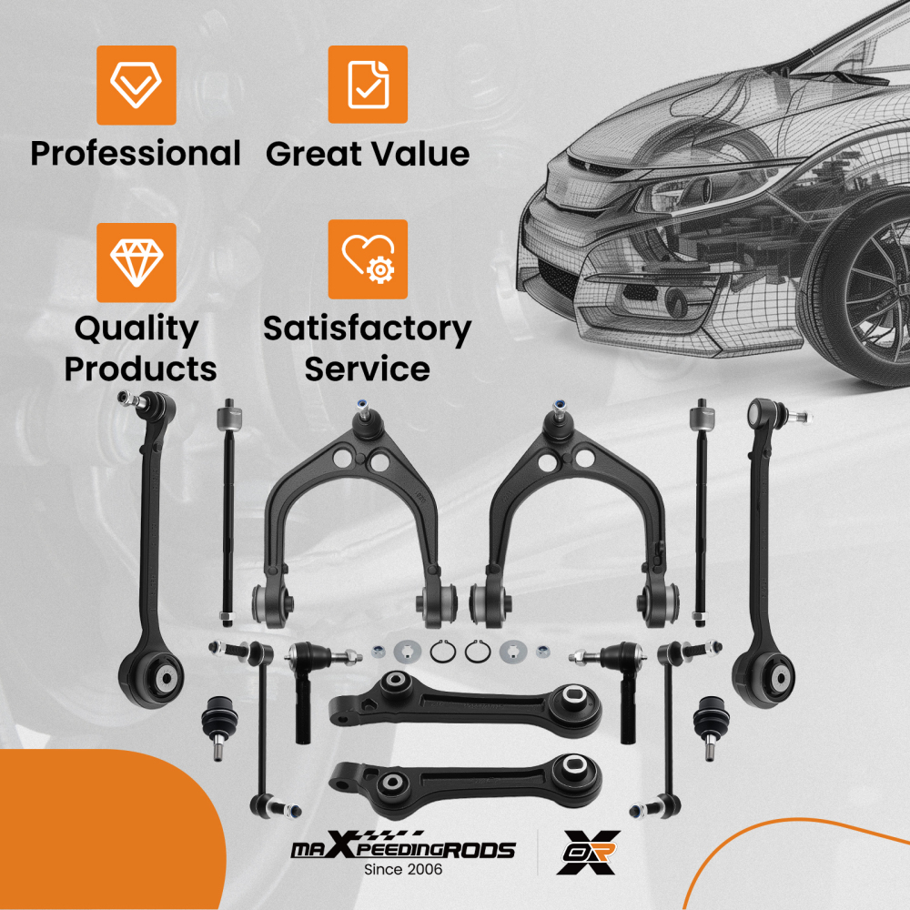 14x Front Control Arms Tie Rods for 11-14 compatible for Dodge Charger Challenger compatible for Chrysler 300