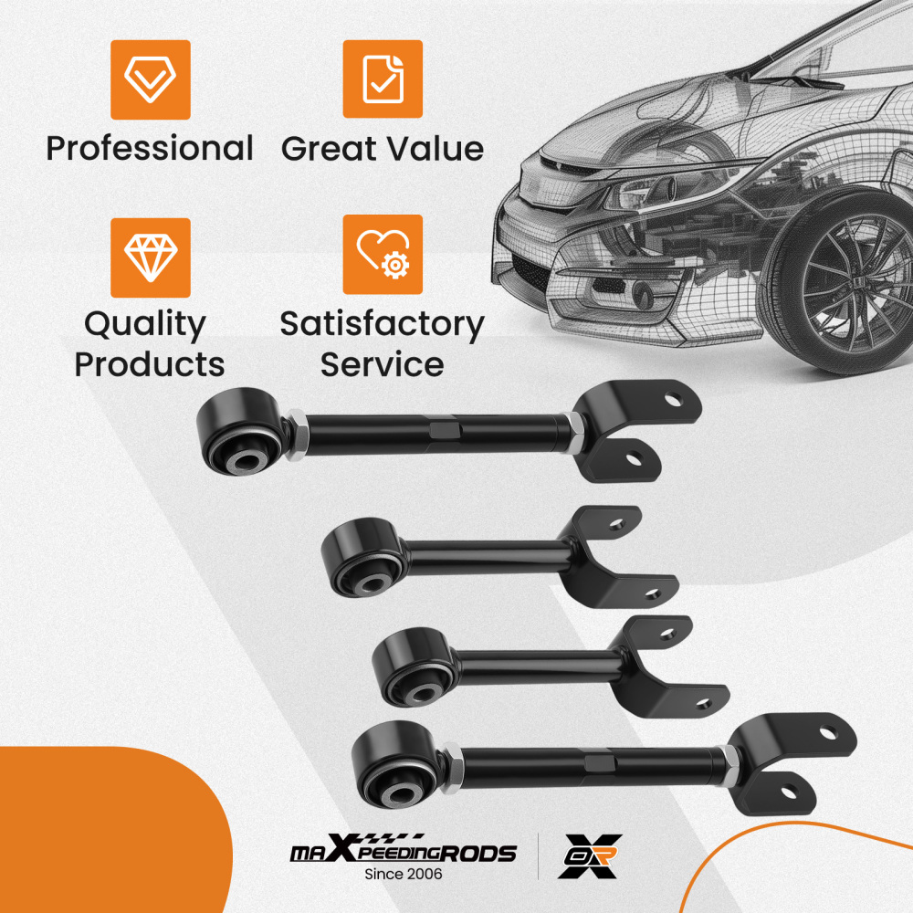 Rear Upper Adjustable + Lower Forward Control Arms compatible for Chrysler 200 2011-2014