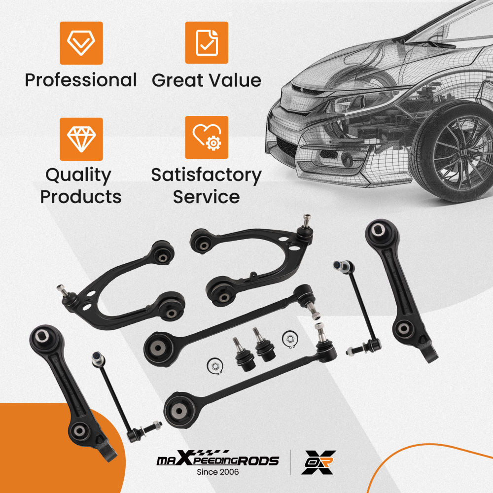 10x Front Upper Lower LR Control Arm Sway Bar Link For 11-19 Challenger Charger