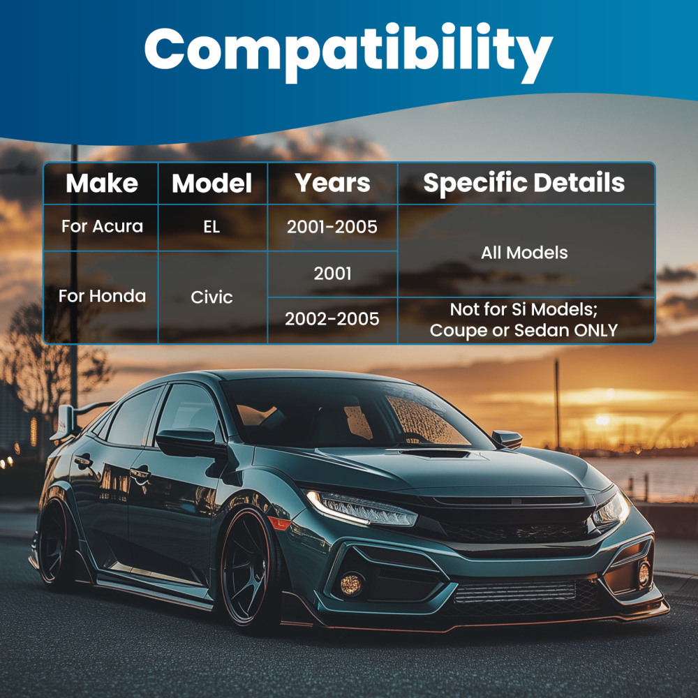 8x Front Lower Control Arms Sway Bar Tie Rods Kit for 2001 2002-2005 compatible for Honda Civic