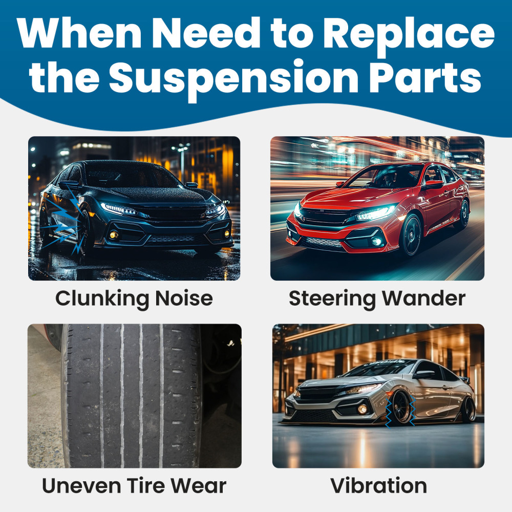 8x Front Lower Control Arms Sway Bar Tie Rods Kit for 2001 2002-2005 compatible for Honda Civic