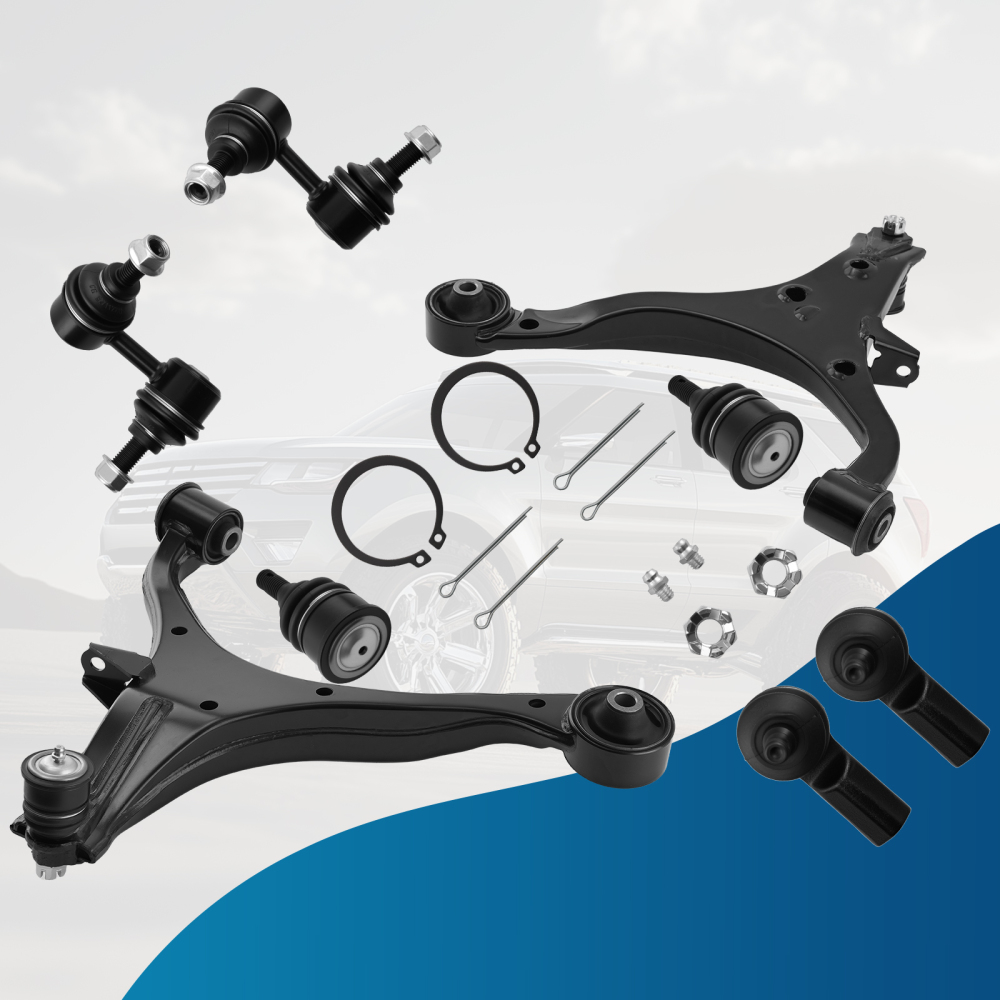 8x Front Lower Control Arms Sway Bar Tie Rods Kit for 2001 2002-2005 compatible for Honda Civic
