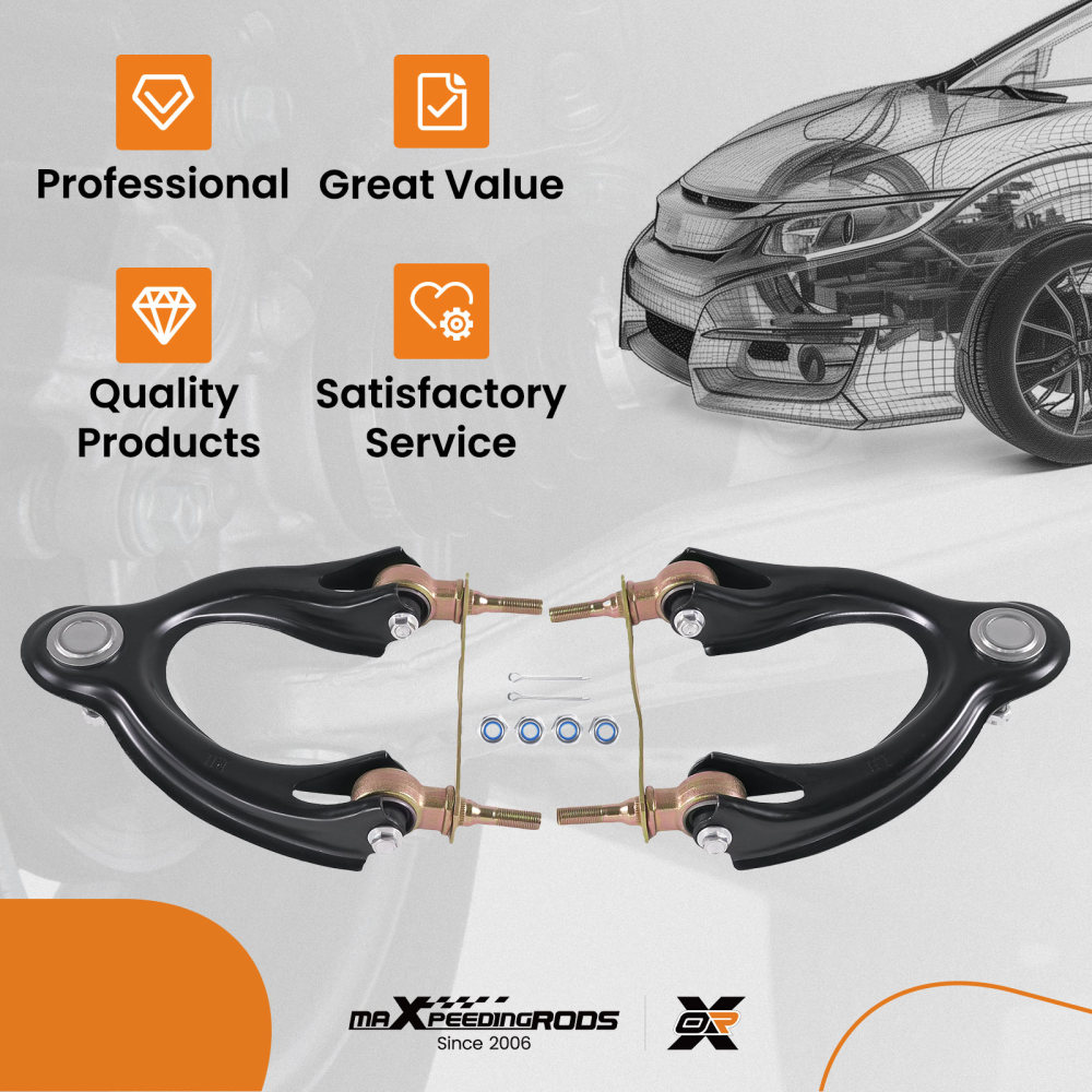 2x Front Upper Control Arm Kit for 1992-2001 compatible for Acura Integra compatible for Honda Civic del sol