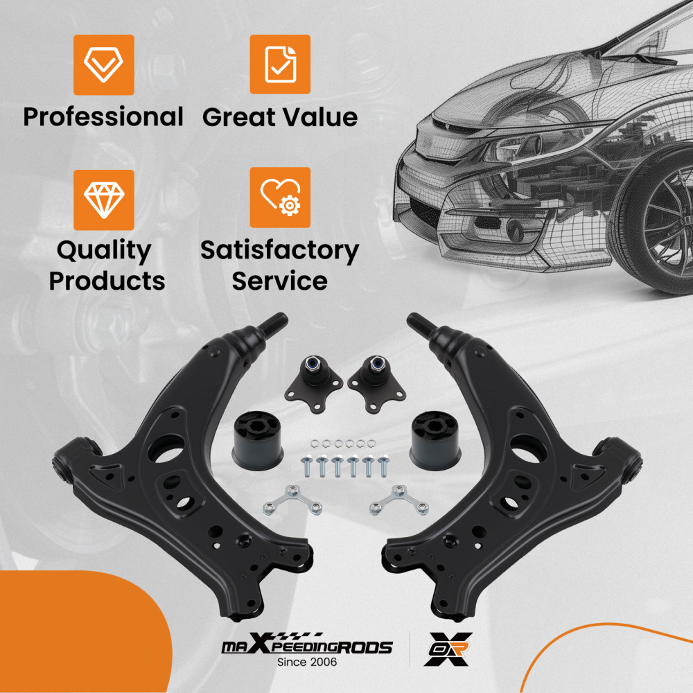 2 BRACCI DI CONTROLLO ANTERIORI INFERIORI compatibile per VW POLO FOX compatibile per SEAT IBIZA compatibile per SKODA FABIA