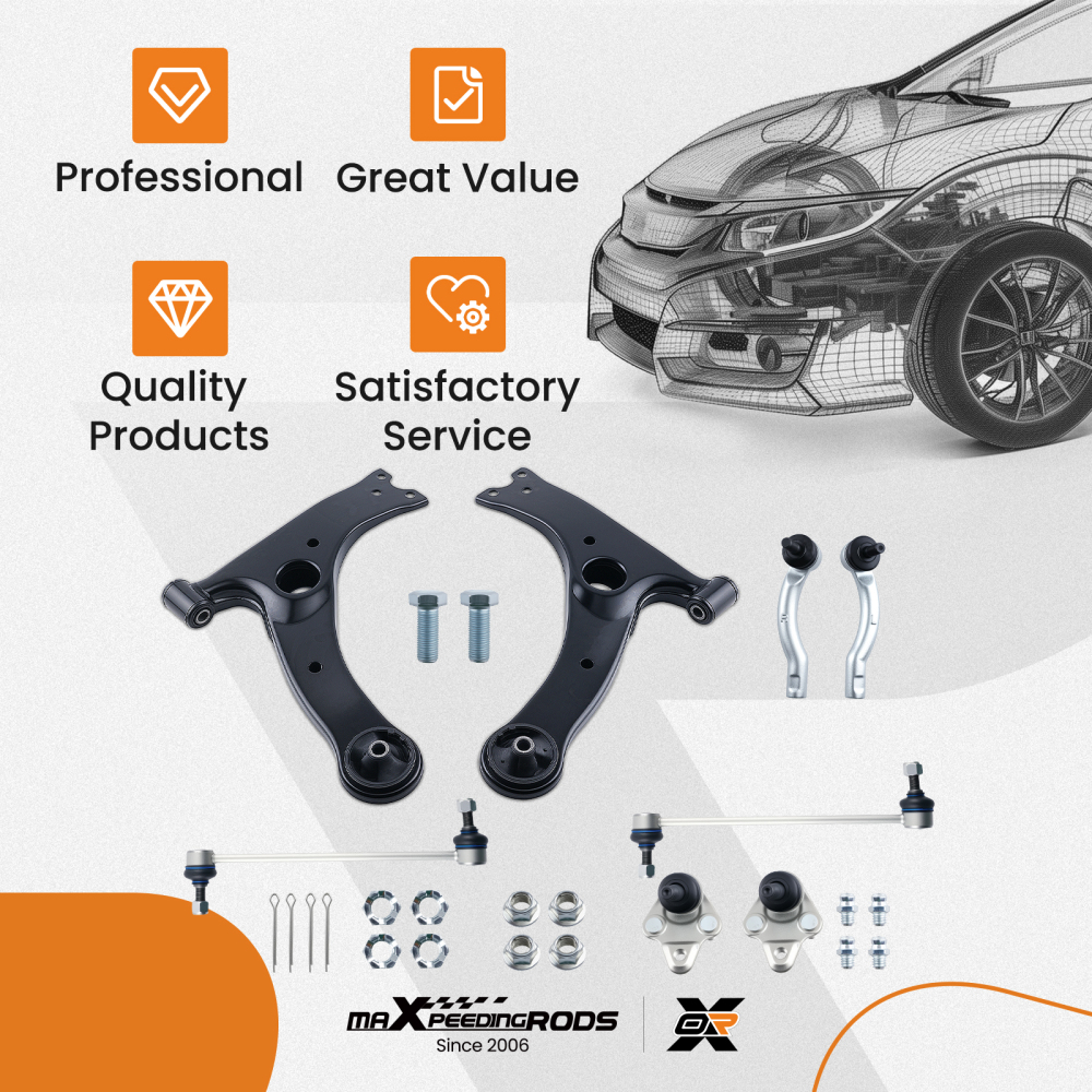 8x Front Lower Control Arm Sway Bar Link Tie Rod End compatible for TOYOTA CELICA 2000-2005