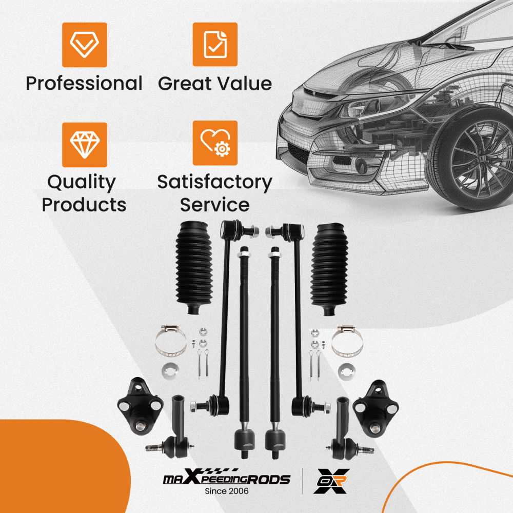 Front Ball Joint Sway Bar Link Tie Rod Kit compatible for Toyota Corolla 2009-2018 K90309