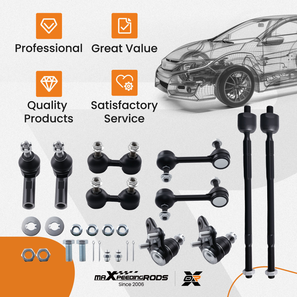 Front Tie Rod End Sway Bar Link Ball Joint compatible for Toyota Corolla 1996-2002 10PCS