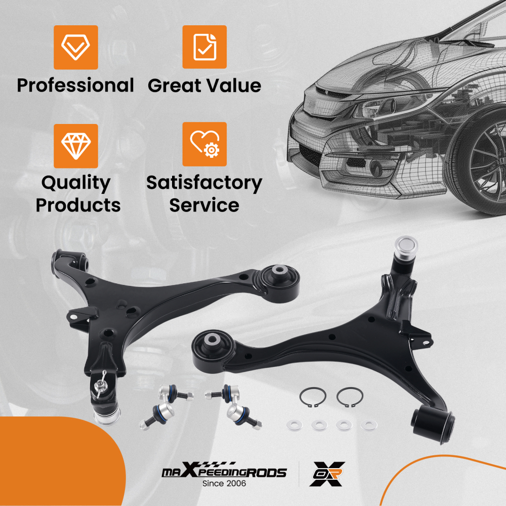 6pcs Front Lower Control Arms Lower Ball Joint Sway Bar Compatible For Honda CR-V 2002-2006