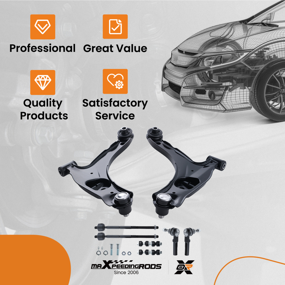 Front Lower Control Arms Tie Rods Sway Bars compatible for Chrysler PT Cruiser 2001 - 2010