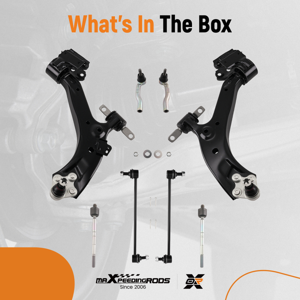 8x Front Lower Control Arms Sway Bar Tie Rod Ends Kit for 2015 - 2016 compatible for Honda CR-V