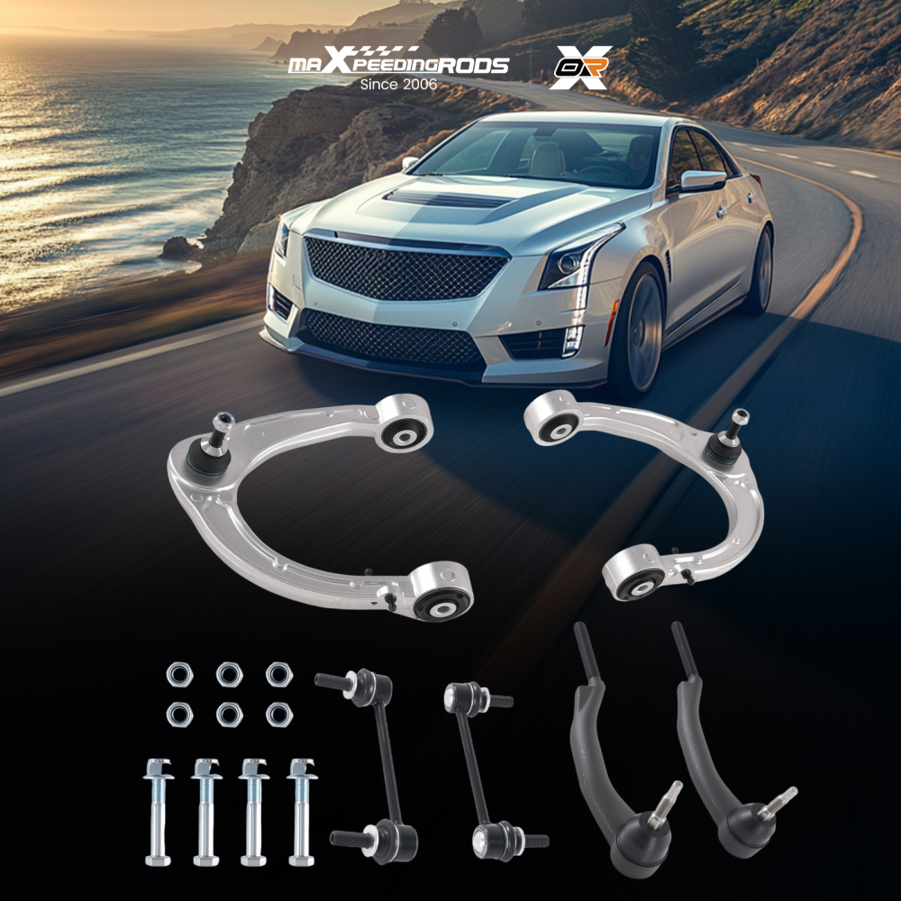 Front Upper Control Arms Tie Rod Sway Bar Links for 2008-2014 compatible for Cadillac CTS AWD