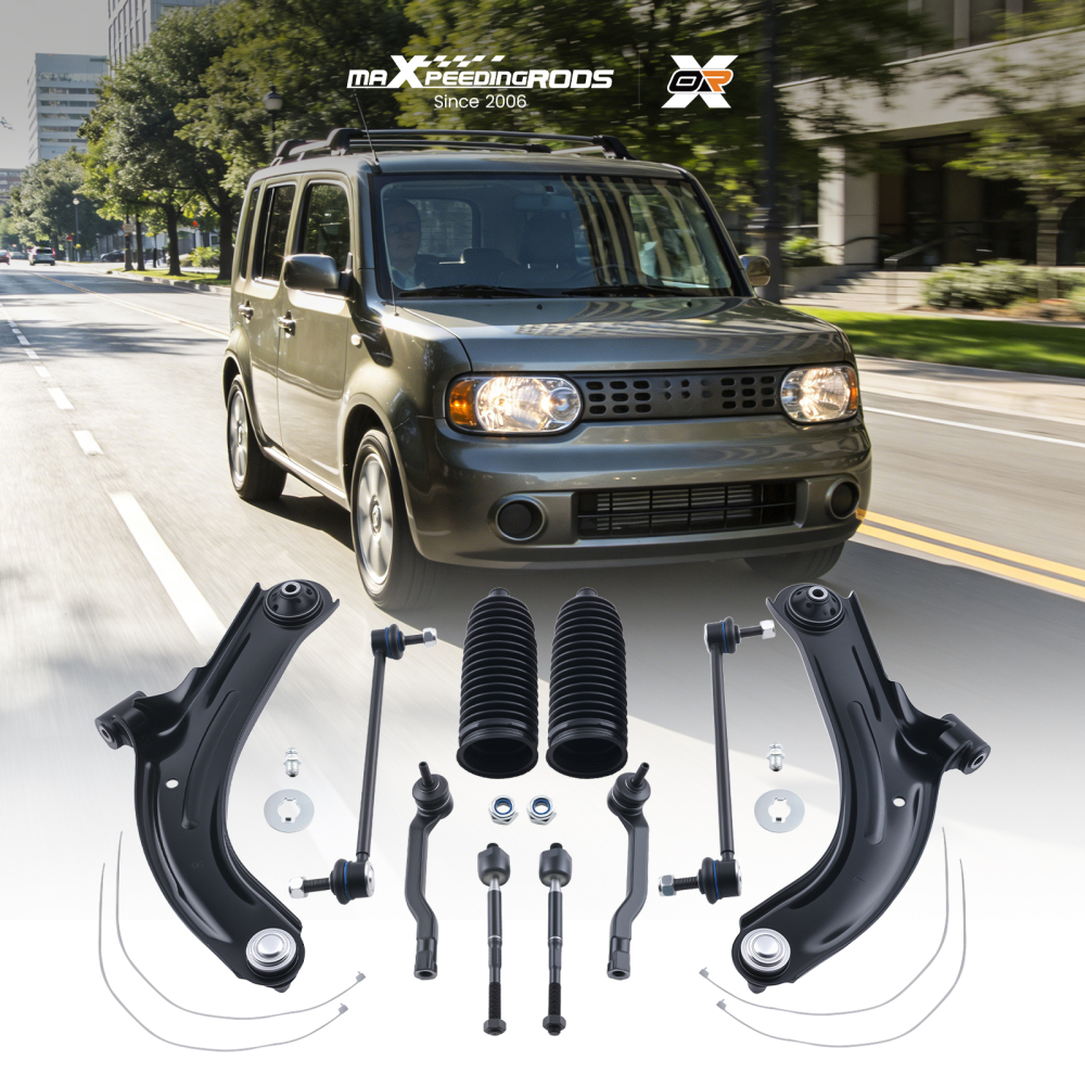 10pc Front Lower Control Arm Ball Joint Tie Rod Sway Link compatible for Nissan Cube Versa