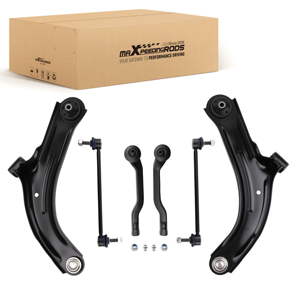 Front Suspension Kit Control Arms Ball Joint Tie Rod compatible for Nissan Versa Cube 07-14