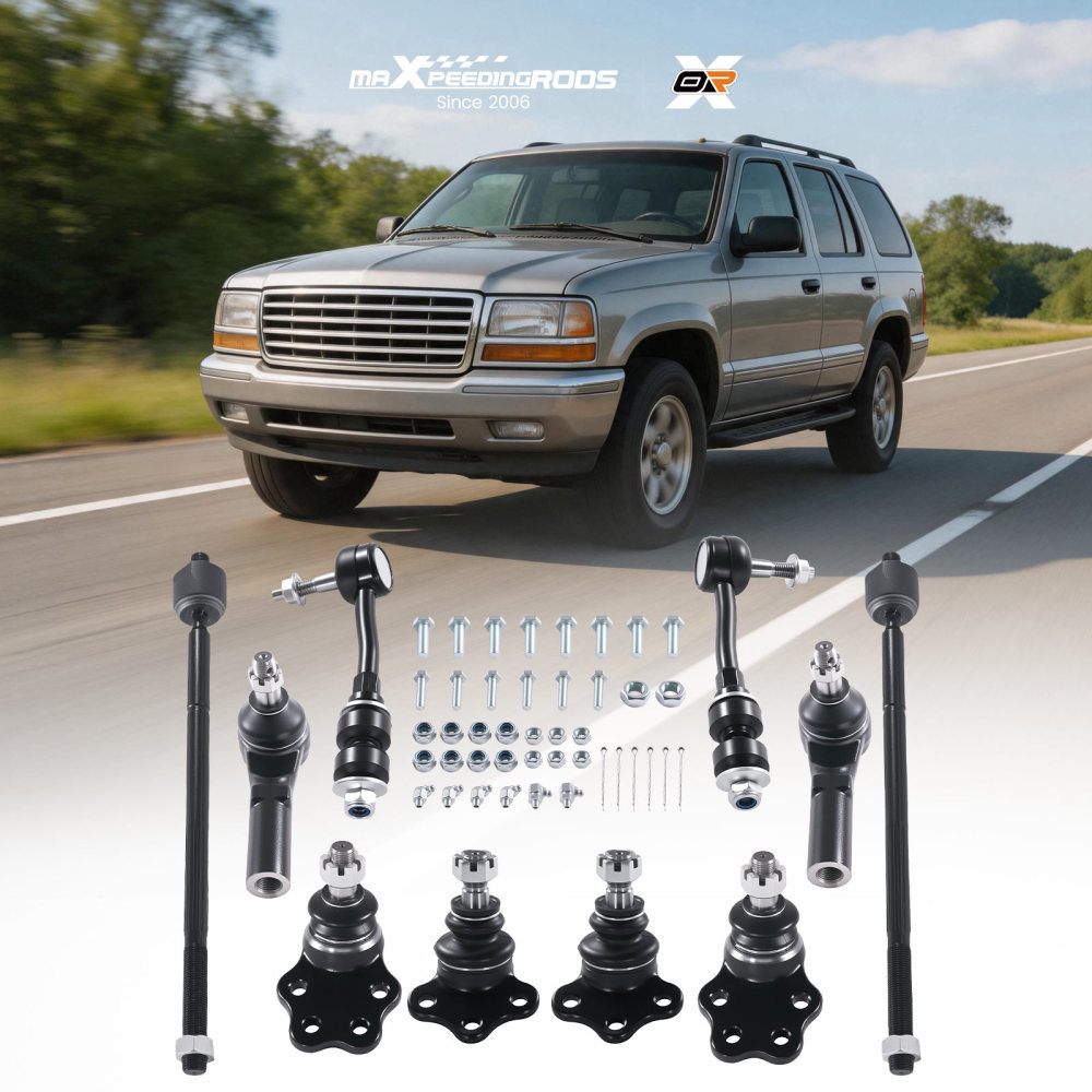 10x Front Ball Joint Inner Outer Tie Rod Sway Bar Kit compatible for Dodge Dakota Durango