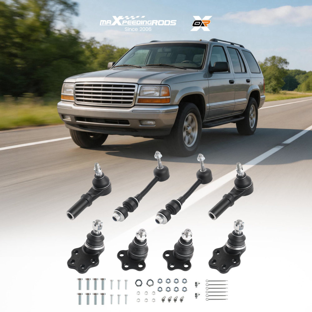 8pcs Front Upper Lower Ball Joints Tie Rods Set For 97- 99 compatible for Dodge Dakota Durango