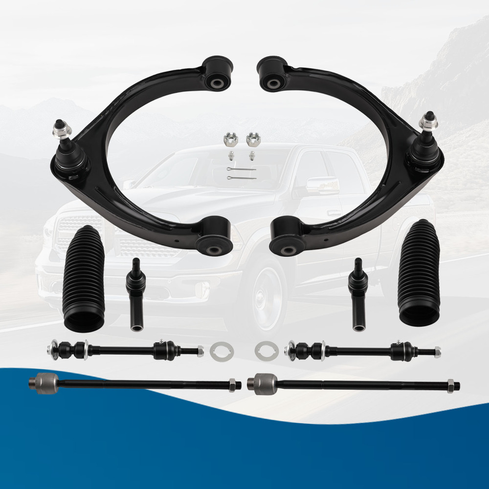 5-Lug Front upper Control Arm w/Ball Join Sway Bar Tierods compatible for RAM 1500 2009-12