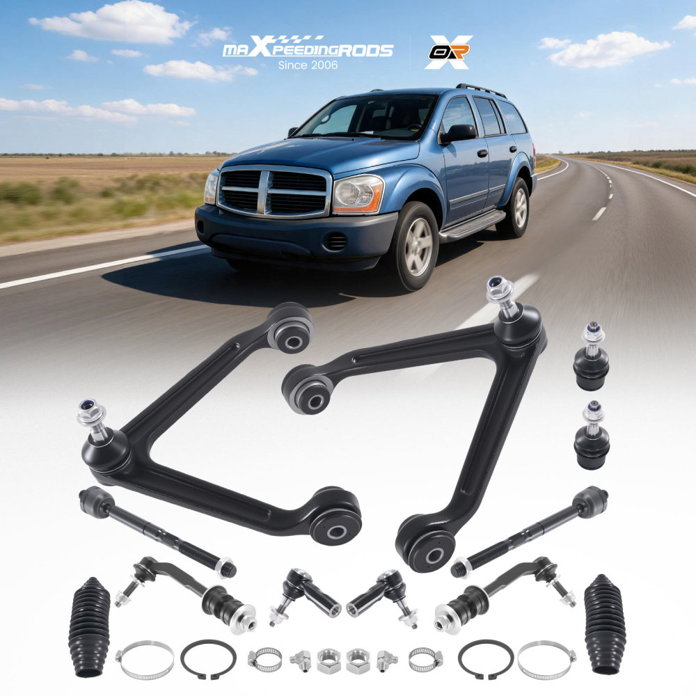 12x Front Upper Control Arms Tie Rods Suspension Kit for 04 - 06 Durango Aspen