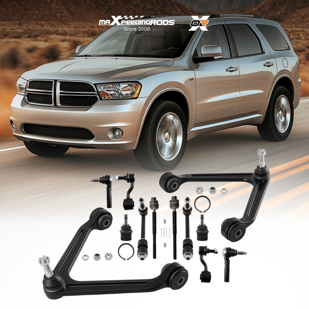 12x Front Upper Control Arms Tie rods Sway Bars Kit for 2004-2009 compatible for Dodge Durango