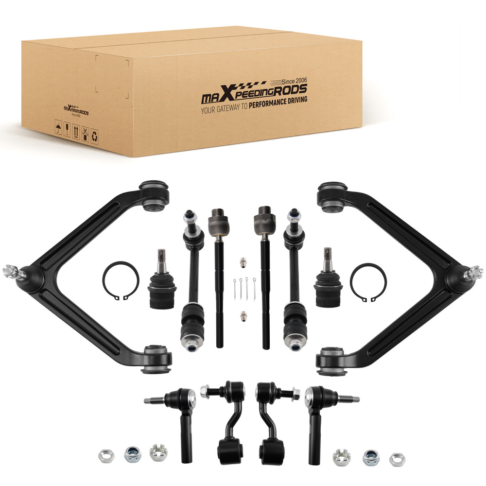 12x Front Upper Control Arms Tie rods Sway Bars Kit for 2004-2009 compatible for Dodge Durango